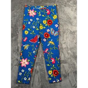 J. McLaughlin Pants Womens Sz 4 29x27 Blue Margot Floral Ankle Butterflies Bees